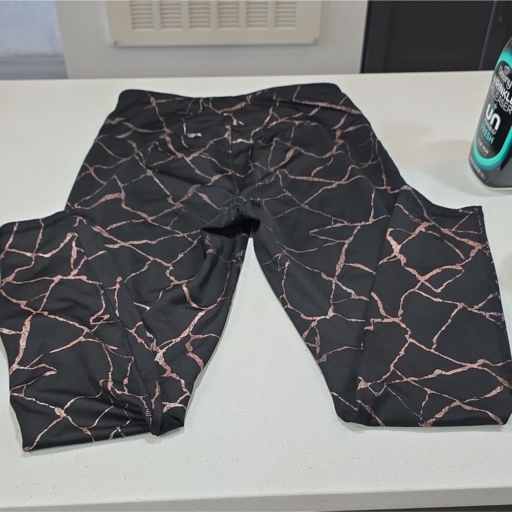 Avia Women's Black Pink Abstract Print Pull-On Active Leggings Size S - Picture 3 of 8
